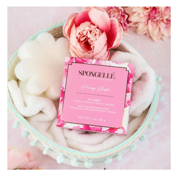 BNIB Spongelle Peony Blush Body Wash Infused Buffer - Picture 2 of 7